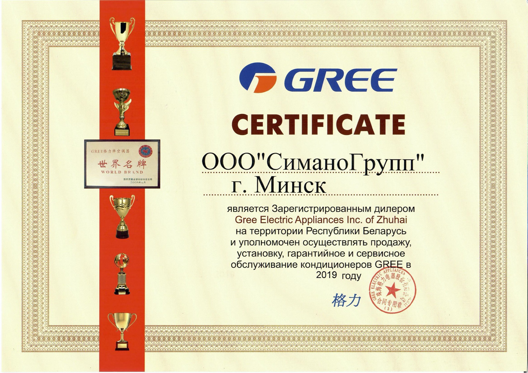 СиманоГрупп. Сертификат GREE